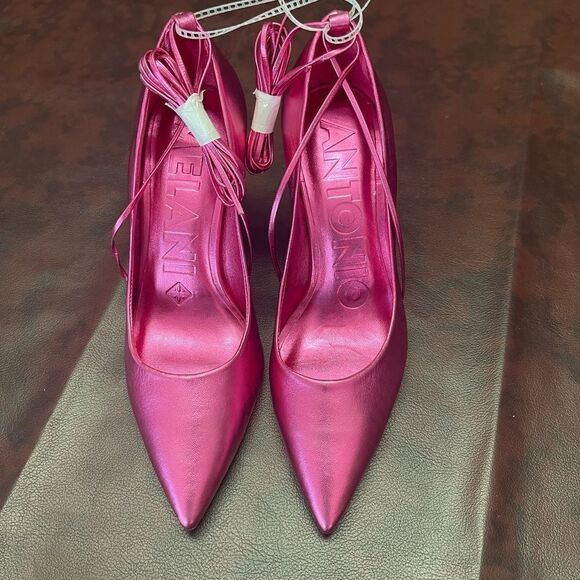 Antonio Melani new w/out tags pink stiletto heels with ankle‎ strap ties, size 7 - Picture 5 of 9